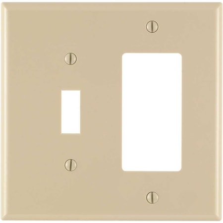 Leviton Decora 2-Gang Midway 1-Toggle Combination Nylon Wall Plate, Ivory R51-PJ126-00I